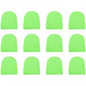 Skullies & Beanies Unisex Beanie Cap Knitted Warm Solid Color and Multi-Color Multi-Packs - 12 Pack - Green - CS187C59SR9 $28.92