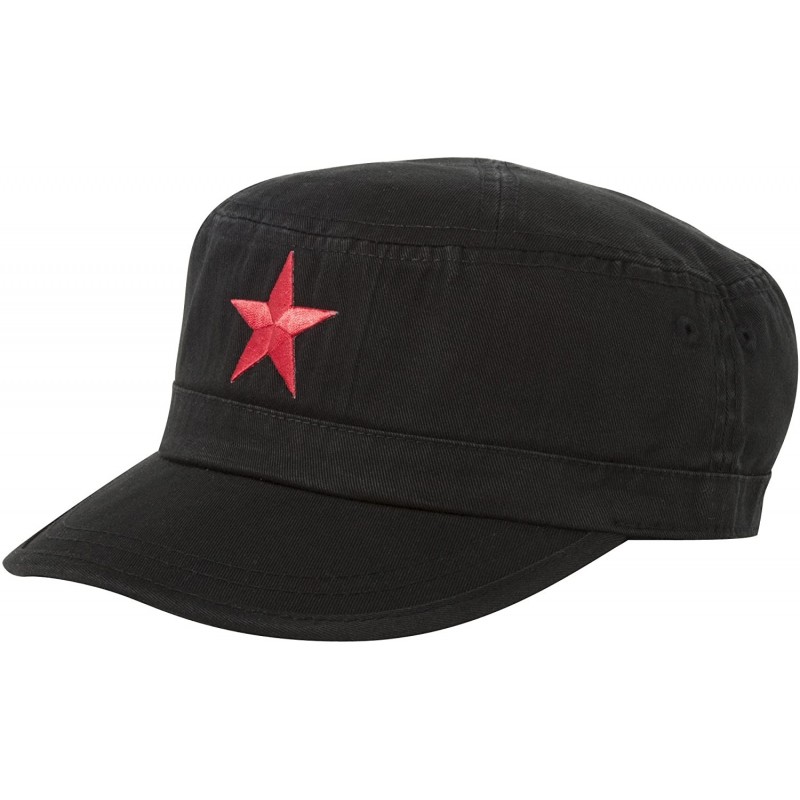 Baseball Caps New Army Cadet Adjustable Hat w/Red Star - Black - C3112QRSAC1 $10.90