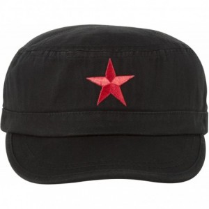 Baseball Caps New Army Cadet Adjustable Hat w/Red Star - Black - C3112QRSAC1 $10.90