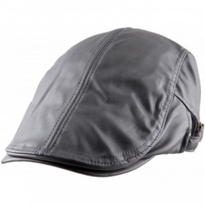 Newsboy Caps Men's Classic Newsboy Cap-PU Leather Gatsby Ivy Flat Golf Driving Hat - 01-dark Grey - C812MZPONM0 $14.27