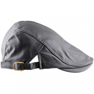 Newsboy Caps Men's Classic Newsboy Cap-PU Leather Gatsby Ivy Flat Golf Driving Hat - 01-dark Grey - C812MZPONM0 $14.27