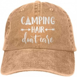 Baseball Caps Unisex Camping Hair Don't Care Vintage Adjustable Baseball Cap Denim Dad Hat - Natural1 - CB18O2CXS7U $24.08