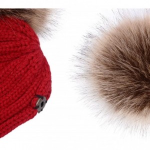 Skullies & Beanies Winter Knit Beanie Hat Warm Wool Hat with Double Removable Pom Pom - Gray - C1187CCWQ8K $14.44