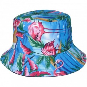 Bucket Hats Unisex Cute Unique Print Travel Bucket Hat Summer Fisherman Cap - Flamingos Palm Tree - CV18TK85NRY $14.70