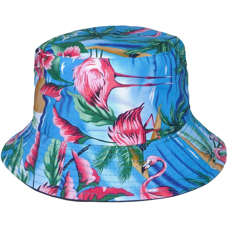 Bucket Hats Unisex Cute Unique Print Travel Bucket Hat Summer Fisherman Cap - Flamingos Palm Tree - CV18TK85NRY $24.73