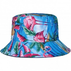 Bucket Hats Unisex Cute Unique Print Travel Bucket Hat Summer Fisherman Cap - Flamingos Palm Tree - CV18TK85NRY $14.70