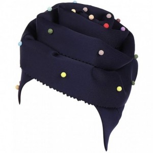 Skullies & Beanies Women Cotton Wrap Cap - India Floral Hat Muslim Chemo Beanie Hats - Navy - CU18R3KSU3H $14.87