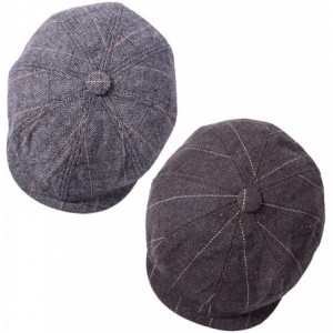 Newsboy Caps 1-2 Pack Newsboy Hats for Men Classic 8 Panel Wool Blend Applejack Gatsby Peaky Blinders Ivy Hat - C-brown/Grey ...