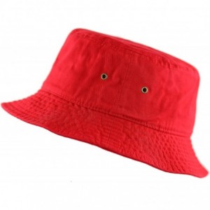 Bucket Hats Unisex 100% Cotton Packable Summer Travel Bucket Beach Sun Hat - Red - CO17WU47C95 $8.26