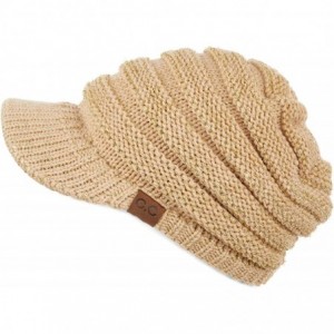 Visors Hatsandscarf Exclusives Women's Ribbed Knit Hat with Brim (YJ-131) - Gold Metallic - CQ18I5AXOS4 $15.28