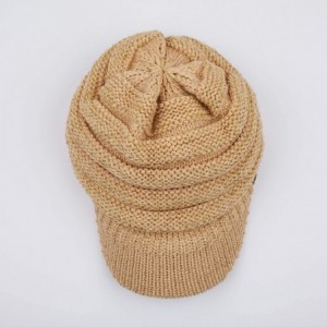 Visors Hatsandscarf Exclusives Women's Ribbed Knit Hat with Brim (YJ-131) - Gold Metallic - CQ18I5AXOS4 $15.28