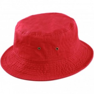 Bucket Hats Unisex 100% Cotton Packable Summer Travel Bucket Beach Sun Hat - Red - CO17WU47C95 $24.50