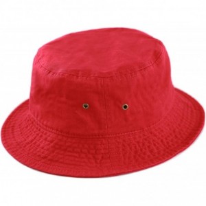 Bucket Hats Unisex 100% Cotton Packable Summer Travel Bucket Beach Sun Hat - Red - CO17WU47C95 $8.26