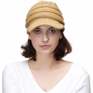 Visors Hatsandscarf Exclusives Women's Ribbed Knit Hat with Brim (YJ-131) - Gold Metallic - CQ18I5AXOS4 $15.28