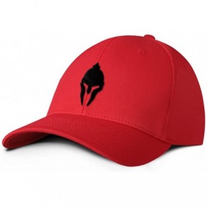 Baseball Caps Spartan Warrior Molon Labe Military Baseball Hat - Red/Black - CD12JA7BLHF $22.84