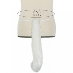 Headbands Party Cosplay Costume Fox Ears Faux Fur Hair Hoop Headband + Tail Set - A2 Red White - CP186ARI9QN $15.23
