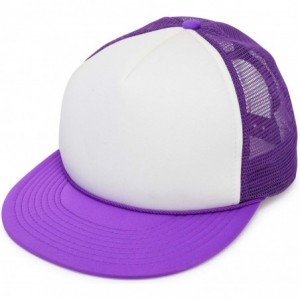 Baseball Caps Flat Billed Trucker Hat Mesh Back S M L Adjustable Cap Solid Two Toned Snapback - Neon-purple-white - CN17AAZ2Z...