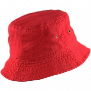 Bucket Hats Unisex 100% Cotton Packable Summer Travel Bucket Beach Sun Hat - Red - CO17WU47C95 $8.26