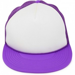 Baseball Caps Flat Billed Trucker Hat Mesh Back S M L Adjustable Cap Solid Two Toned Snapback - Neon-purple-white - CN17AAZ2Z...