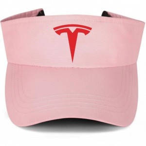 Visors Mens Womens Sun Sports Visor Hat Tesla-Logo- Trucker Visors Beanie Adjustable Cap - Pink-4 - CU18XL3S6UL $15.31
