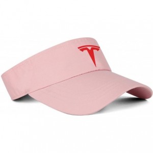 Visors Mens Womens Sun Sports Visor Hat Tesla-Logo- Trucker Visors Beanie Adjustable Cap - Pink-4 - CU18XL3S6UL $15.31