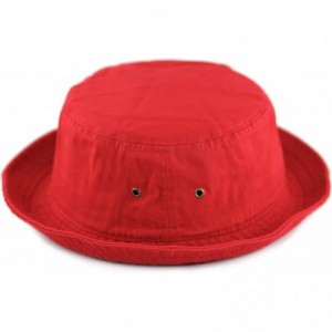 Bucket Hats Unisex 100% Cotton Packable Summer Travel Bucket Beach Sun Hat - Red - CO17WU47C95 $8.26