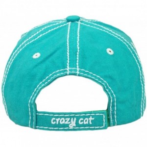 Baseball Caps Vintage Ball Caps for Women Mama Bear Dog Mom Washed Cap - Crazy Cat Mom- Turquoise - C918ZYGLMR4 $15.63