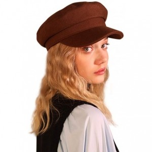 Newsboy Caps Womens Newsboy Hat Beret Cap Visor Hats for Ladies Wool Newsboy Beret Cap Sailor Cap - Brown - CZ18YGKX42M $16.86