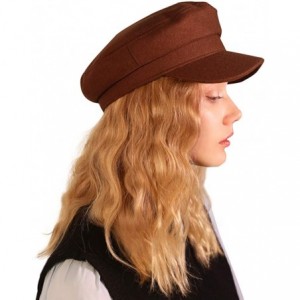 Newsboy Caps Womens Newsboy Hat Beret Cap Visor Hats for Ladies Wool Newsboy Beret Cap Sailor Cap - Brown - CZ18YGKX42M $16.86