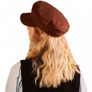 Newsboy Caps Womens Newsboy Hat Beret Cap Visor Hats for Ladies Wool Newsboy Beret Cap Sailor Cap - Brown - CZ18YGKX42M $16.86