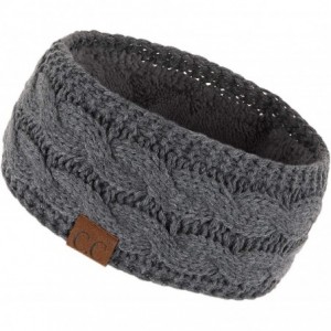 Cold Weather Headbands Winter Fuzzy Fleece Lined Thick Knitted Headband Headwrap Earwarmer(HW-20)(HW-33) - Dk. Mel Grey - CZ1...