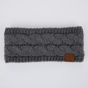 Cold Weather Headbands Winter Fuzzy Fleece Lined Thick Knitted Headband Headwrap Earwarmer(HW-20)(HW-33) - Dk. Mel Grey - CZ1...