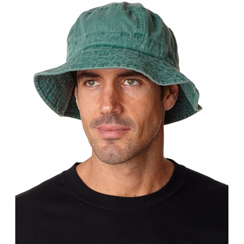 Baseball Caps ACVA101 Vacationer Pigment Dyed Bucket Hat - Forest Green - CD116XTX943 $14.84
