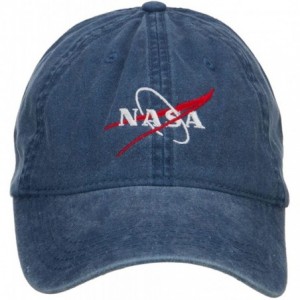 Baseball Caps NASA Logo Embroidered Washed Cap - Navy - CV126E5T2G9 $41.15