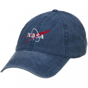 Baseball Caps NASA Logo Embroidered Washed Cap - Navy - CV126E5T2G9 $21.69