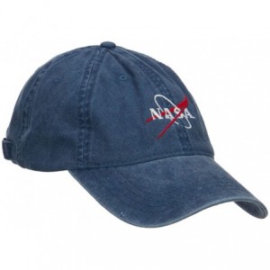 Baseball Caps NASA Logo Embroidered Washed Cap - Navy - CV126E5T2G9 $21.69