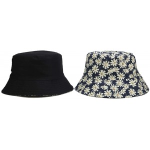 Bucket Hats Unisex Print Double-Side-Wear Reversible Bucket Hat - Chrysanthemum - C1196WTEK44 $14.87