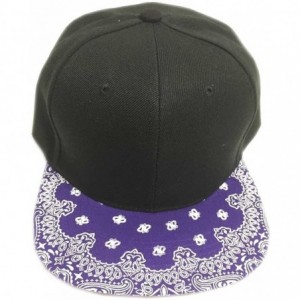 Baseball Caps Classic Paisley Bandana Print Flat Bill Cap Hat Snapback - Black Purple - CN1292TLHJ9 $11.80