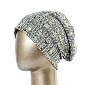 Skullies & Beanies Women's Foiled Star Slouchy Beanie Hat - Light Grey - CV18X8O3Q97 $13.75