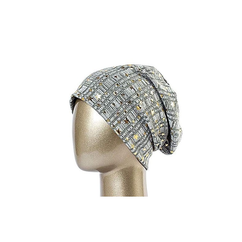 Skullies & Beanies Women's Foiled Star Slouchy Beanie Hat - Light Grey - CV18X8O3Q97 $13.75
