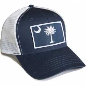 Baseball Caps South Carolina Flag Palmetto Snapback Trucker Baseball Hat Navy Blue - CS18ANTZ97U $26.72