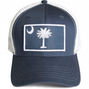 Baseball Caps South Carolina Flag Palmetto Snapback Trucker Baseball Hat Navy Blue - CS18ANTZ97U $26.72