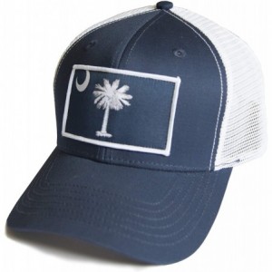 Baseball Caps South Carolina Flag Palmetto Snapback Trucker Baseball Hat Navy Blue - CS18ANTZ97U $26.72