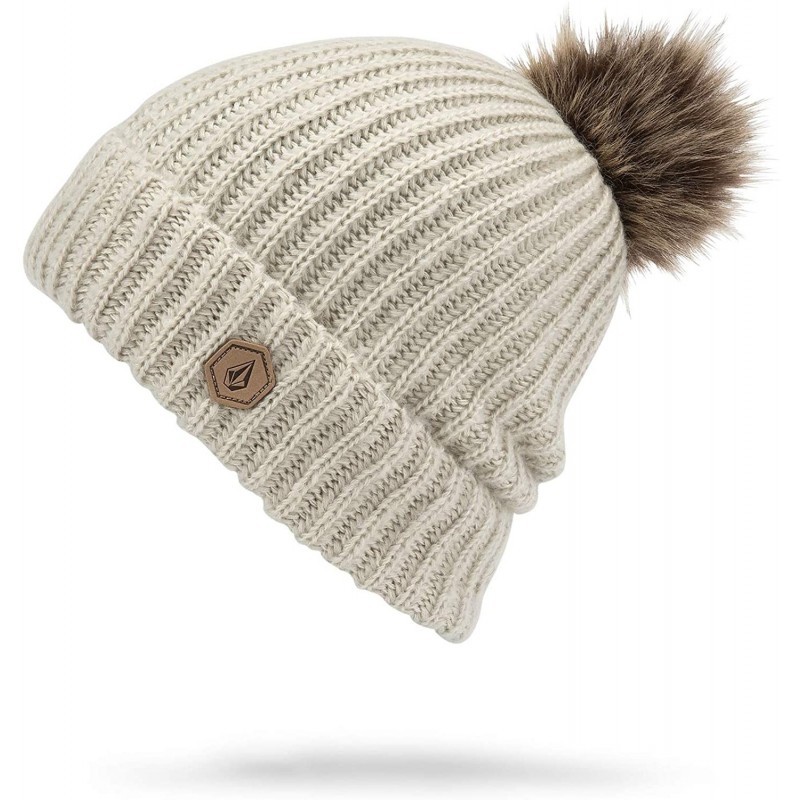 Skullies & Beanies Women's Lula Faux Fir Pom Snow Beanie - Bone - C018O3LXX0W $31.95