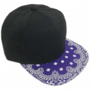 Baseball Caps Classic Paisley Bandana Print Flat Bill Cap Hat Snapback - Black Purple - CN1292TLHJ9 $29.10