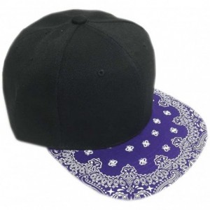 Baseball Caps Classic Paisley Bandana Print Flat Bill Cap Hat Snapback - Black Purple - CN1292TLHJ9 $11.80