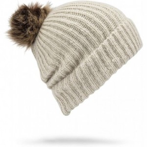 Skullies & Beanies Women's Lula Faux Fir Pom Snow Beanie - Bone - C018O3LXX0W $31.95