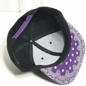 Baseball Caps Classic Paisley Bandana Print Flat Bill Cap Hat Snapback - Black Purple - CN1292TLHJ9 $11.80