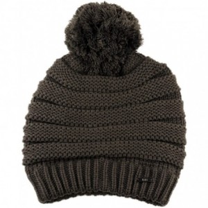 Skullies & Beanies Stylish Unisex Solid Color Warm Acrylic Knit Beanie w/Top Pom Pom - Brown - C111NYFFX6L $15.14