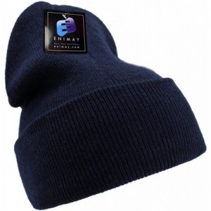 Skullies & Beanies Men's Women's Winter Long Beanie Hat Knit Cap 12 Pack - Navy - C718H3R9TQ9 $25.18